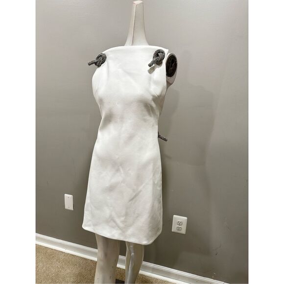 NWT Versace Embellished Rope Mini Shift Dress White Size IT42 / US6 $5900 - Picture 5 of 13